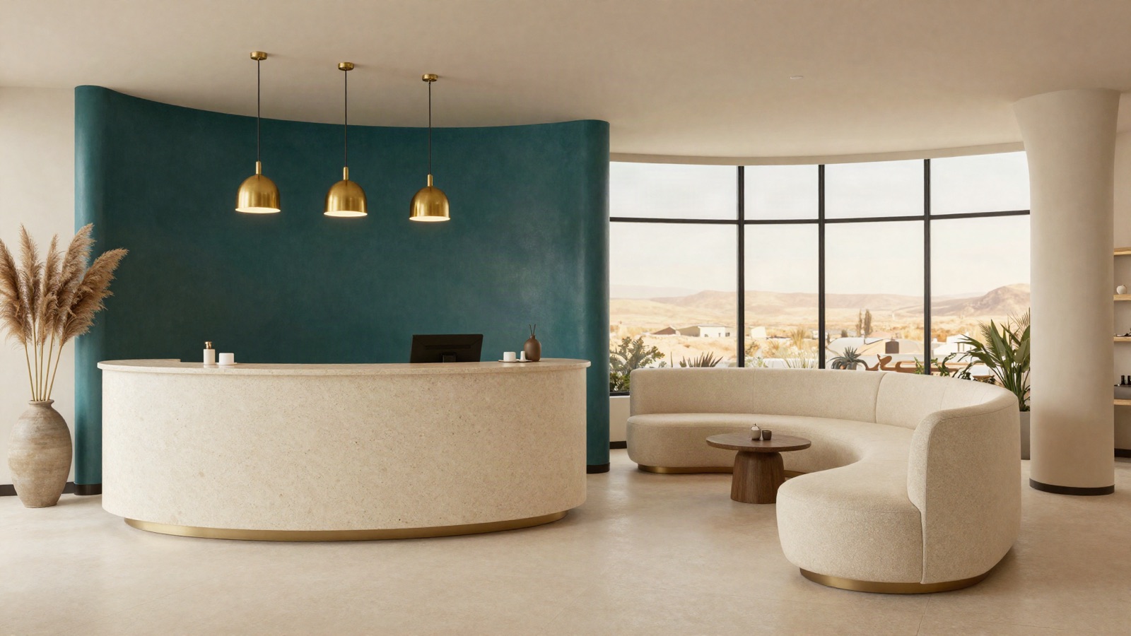 The atelier's reception lounge